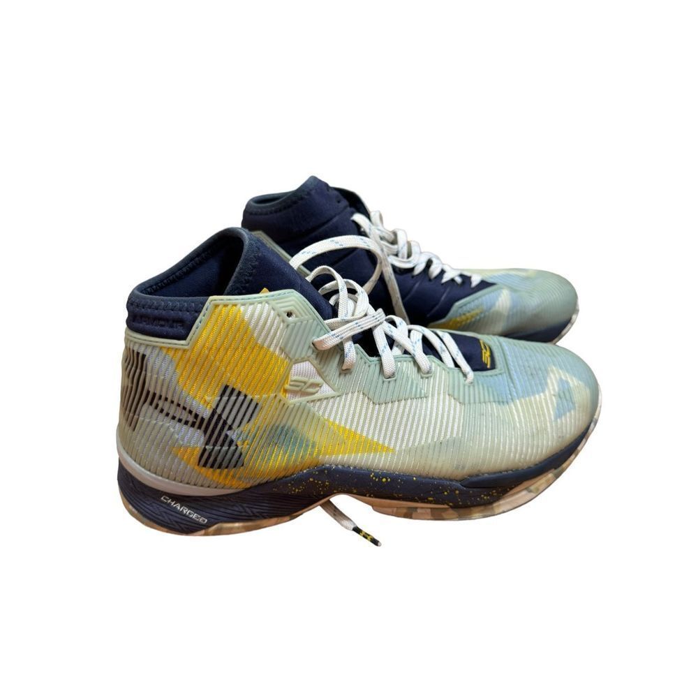 Under Armour Navy/White/Yellow Basketball Sneakers Size